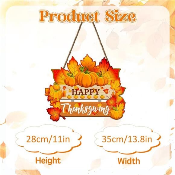 Thanksgiving Pumpkin Door Sign - Rustic Wall Art Plaque for Front Door, Home - Picture 3 of 8